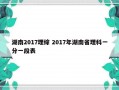 湖南2017理综 2017年湖南省理科一分一段表