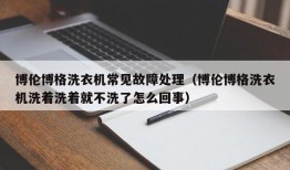 博伦博格洗衣机常见故障处理（博伦博格洗衣机洗着洗着就不洗了怎么回事）